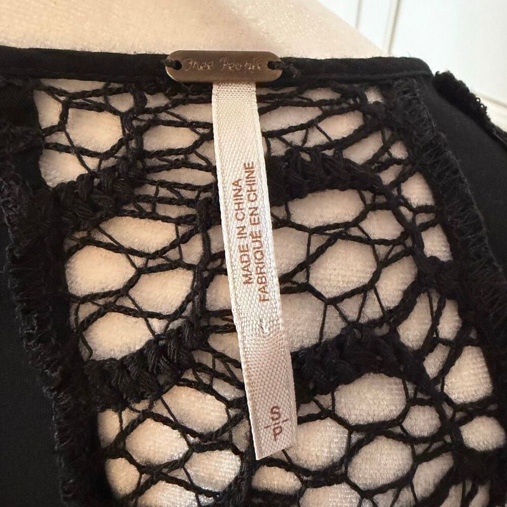 Free People Blessed Are The Meek Black Crochet Maxi Dress Boho Beach Comfy Sz S - Picture 6 of 7